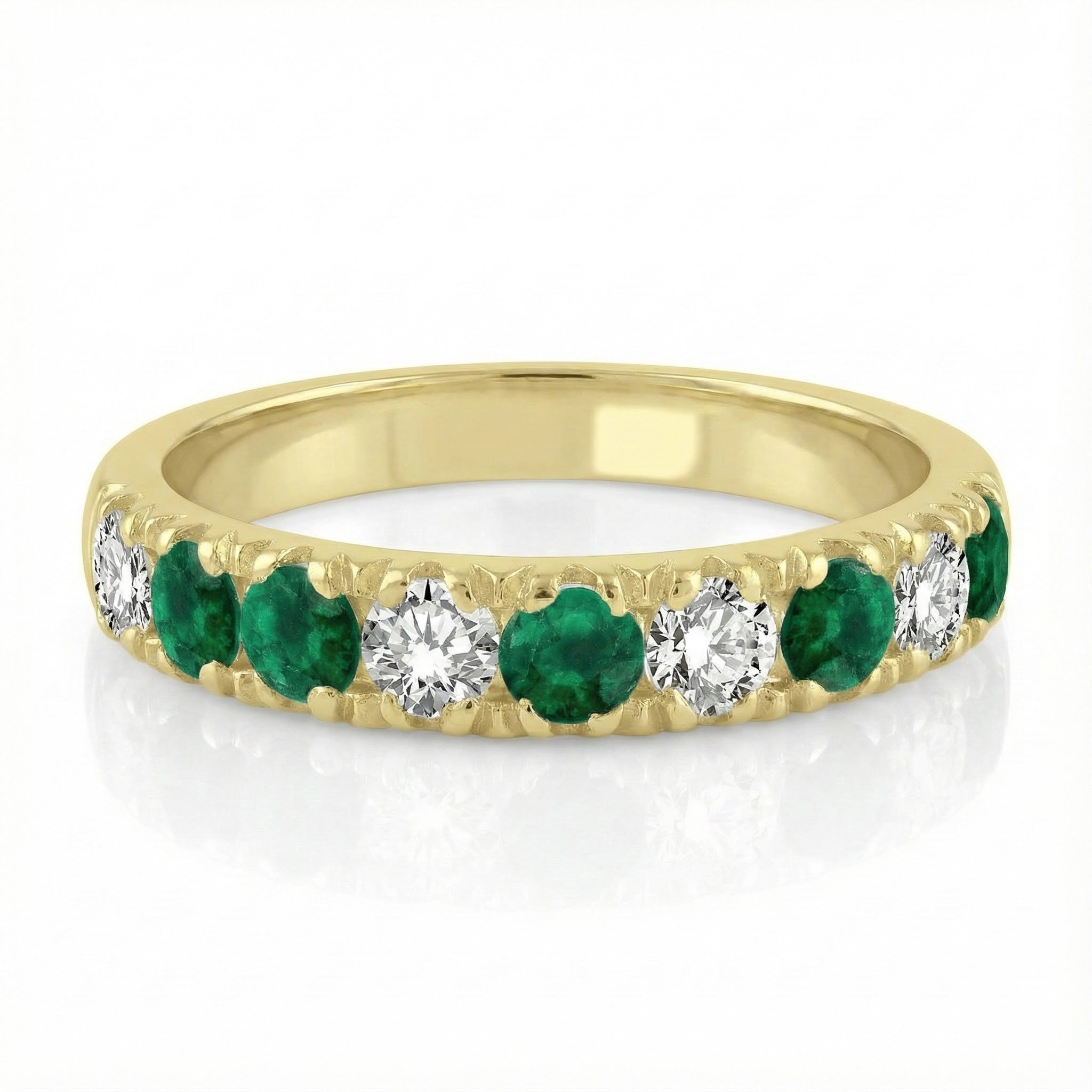 Emerald & Diamond Band | 14K Yellow Gold | 0.55 ctw - Brownee Jewelers