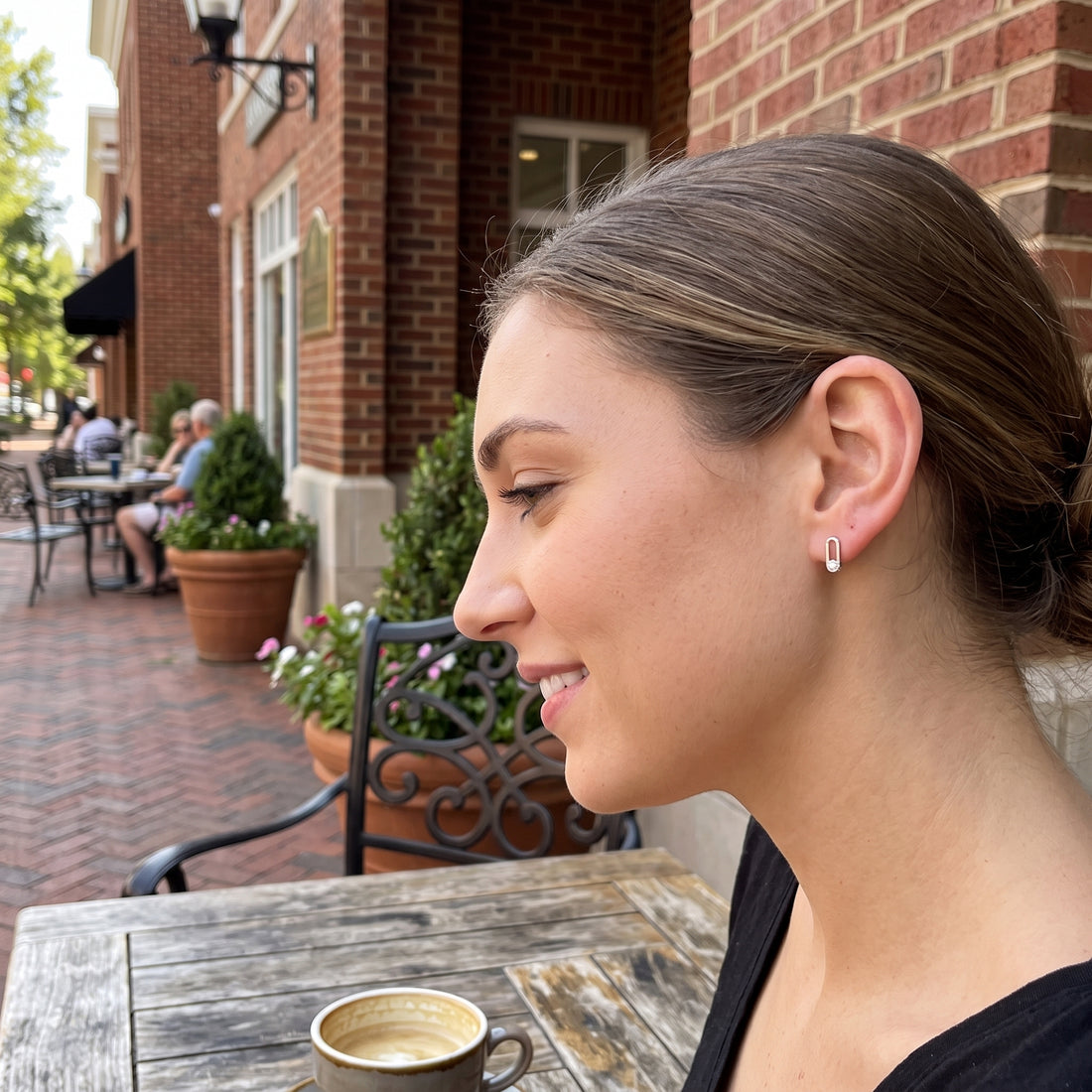 Sterling Silver DiamondLite Cubic Zirconia Paperclip Stud Earrings
