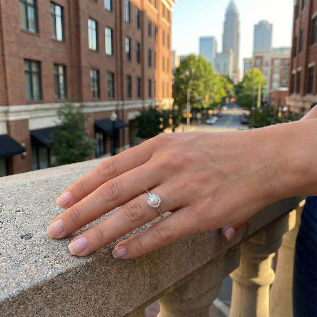 Cultured Pearl & Diamond Halo Ring, 0.07 ctw