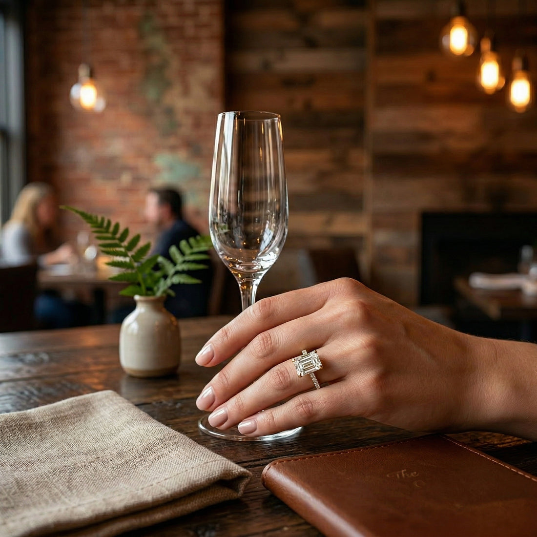 Emerald-Cut Lab-Grown Diamond Engagement Ring | 14K Yellow Gold | 5.04 ct Emerald Cut | G Color, VS1 | Pavé Diamond Band | Classic Solitaire - Brownee Jewelers