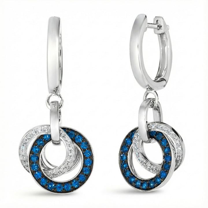 Le Vian® 14K Vanilla Gold® Blueberry Sapphire™ & Vanilla Diamond® Drop Earrings These stylish Le Vian® drop earrings feature interlocking circle motifs accented with 1/2 cts. of Blueberry Sapphire™, delivering rich, vibrant blue sparkle