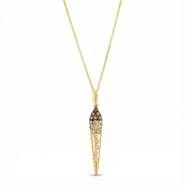 Chocolate Ombre Diamond Dagger Pendant | 14K Yellow Gold | 0.38 ctw | Modern Drop Necklace - Brownee Jewelers