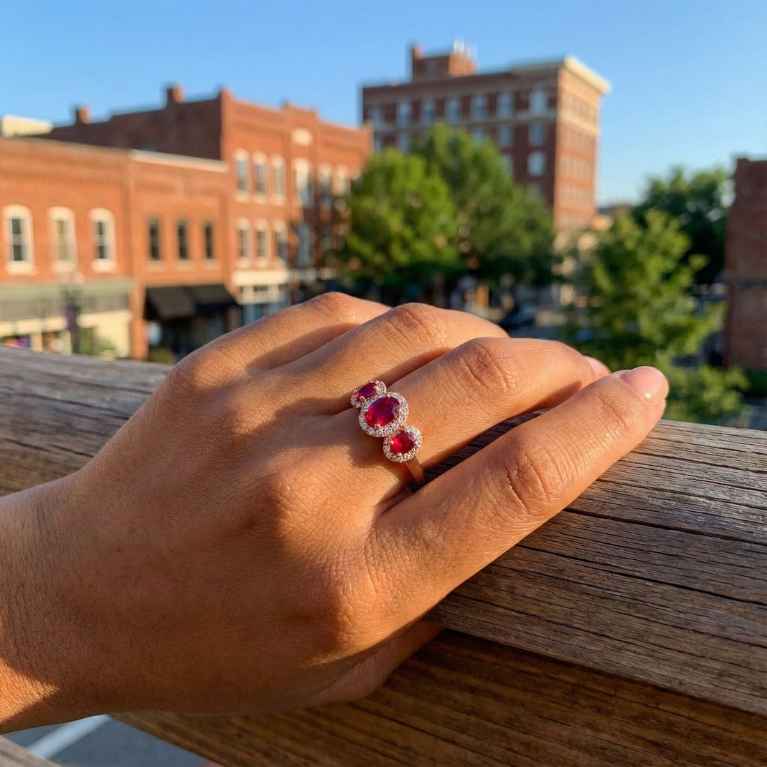Le Vian® Passion Ruby™ & Vanilla Diamond Ring in 14K Strawberry Gold® Ignite romance with this elegant Le Vian® ring, showcasing 7/8 cts. of richly hued Passion Ruby™ gemstones framed by 1/5 ct. of sparkling Vanilla Diamonds®