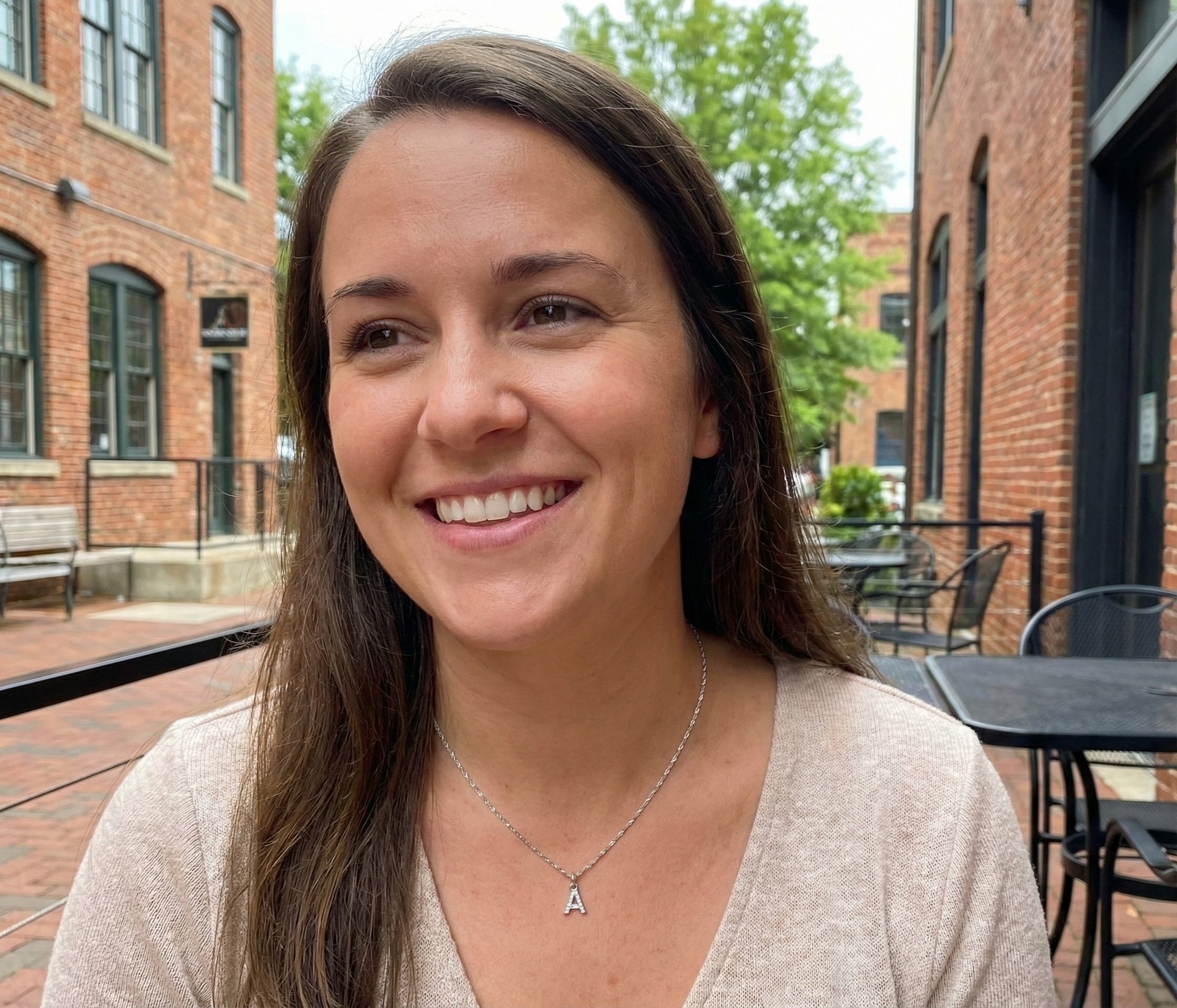 Silver Block “A” Diamond Initial Pendant