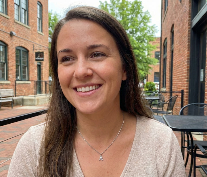 Silver Block “A” Diamond Initial Pendant