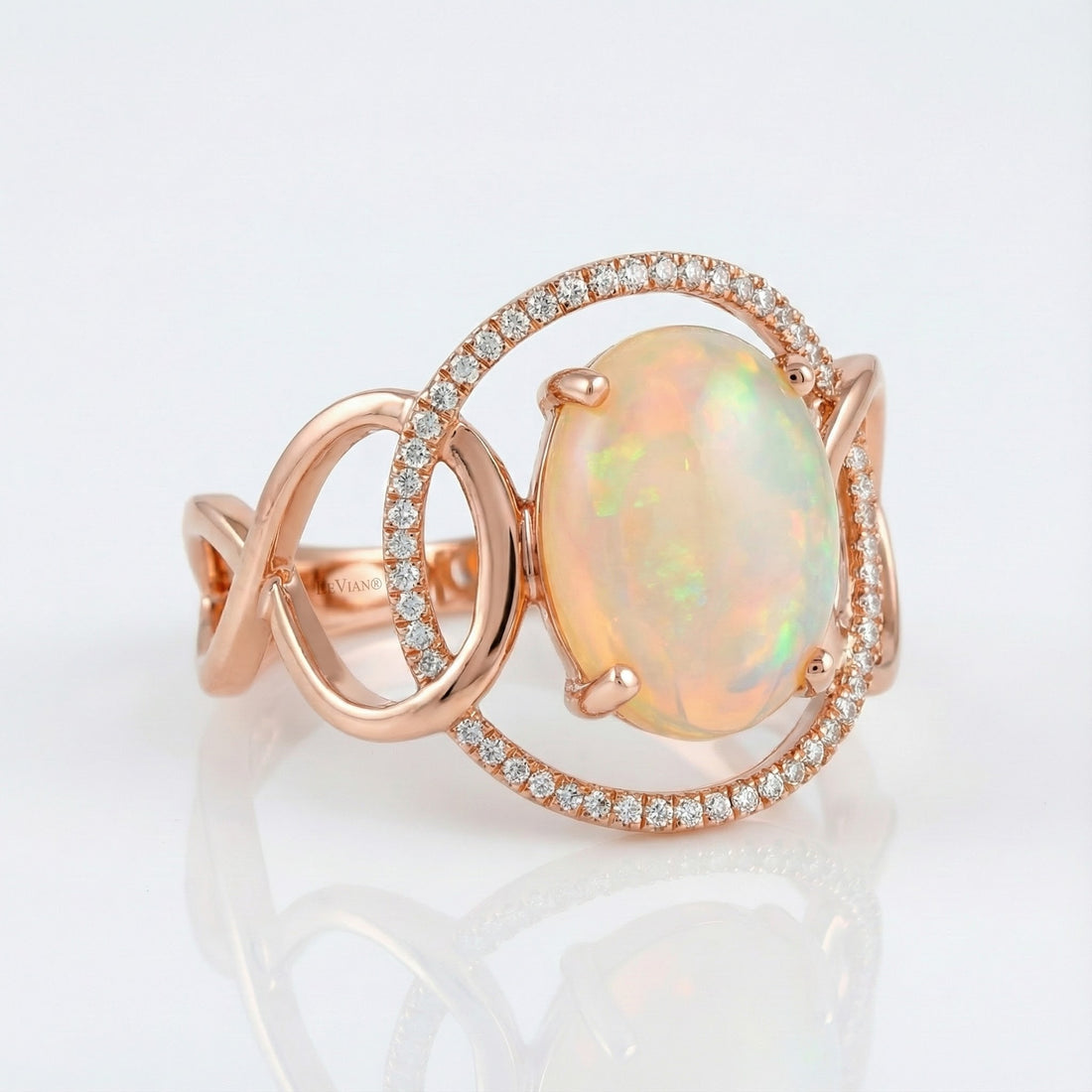 Le Vian® Neopolitan Opal™ Ring in 14K Strawberry Gold® Soft, luminous color takes center stage in this elegant Le Vian® ring featuring 2 1/5 cts. of Neopolitan Opal™