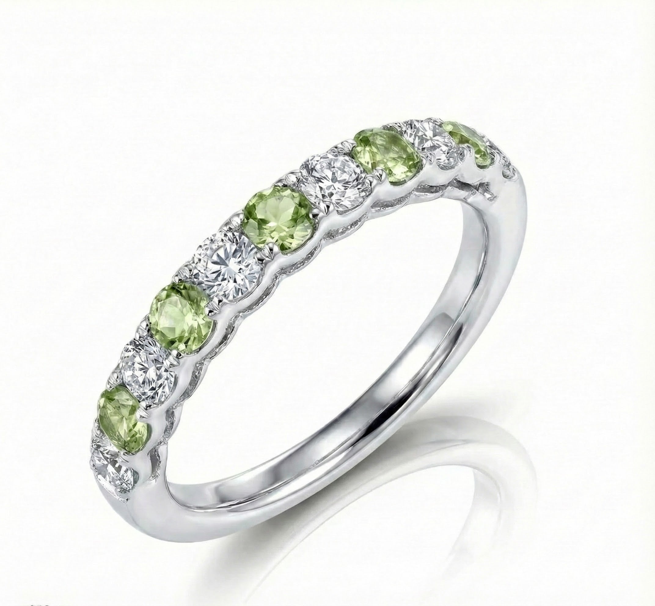 Alternating Peridot & CZ Band Ring | Sterling Silver - Brownee Jewelers