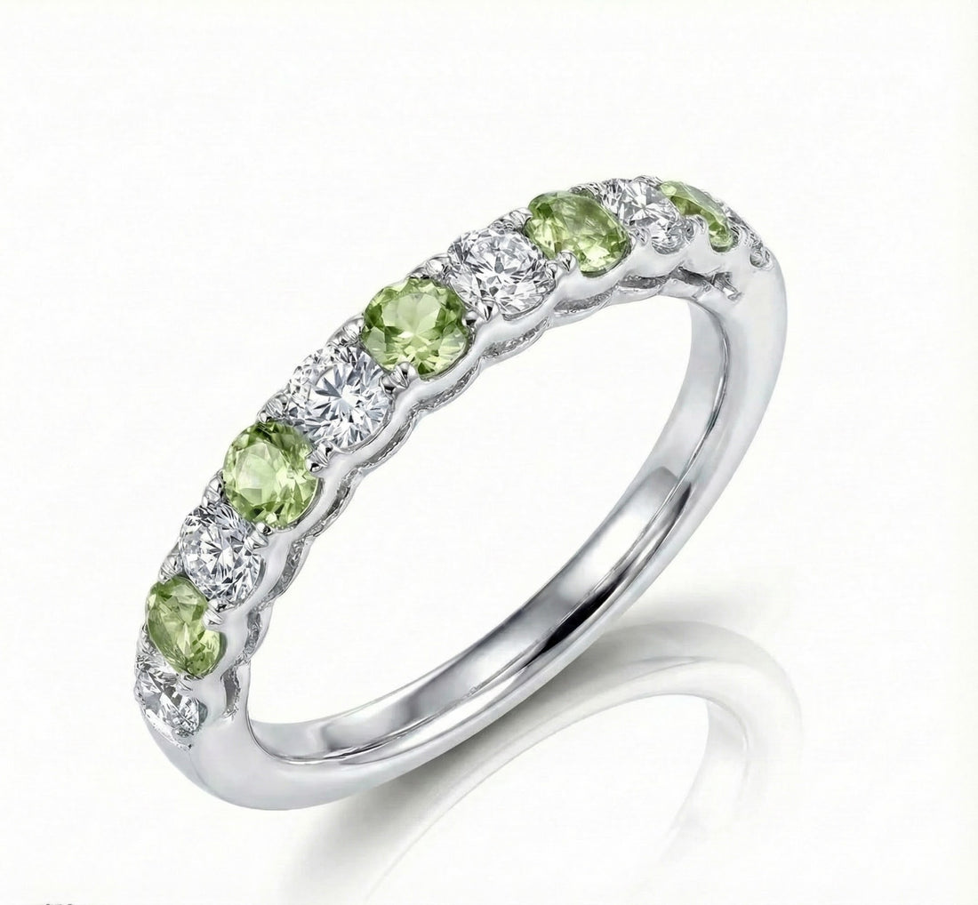 Alternating Peridot & CZ Band Ring | Sterling Silver - Brownee Jewelers