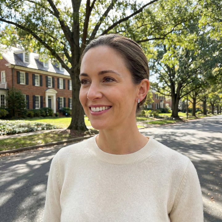 Baguette Diamond Stud Earrings | 14K White Gold | Baguette Cut Diamonds - Brownee Jewelers
