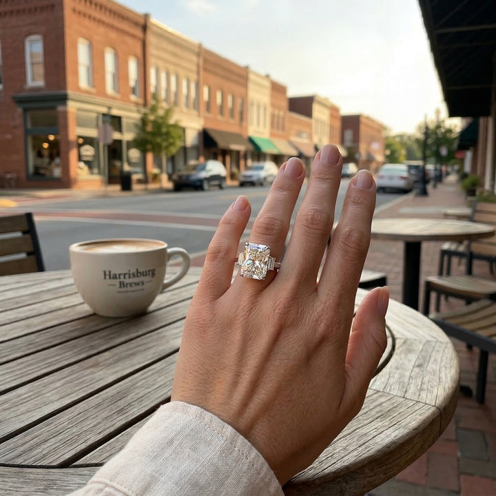 7.05 ct Lab-Grown Diamond | 14K White Gold | Diamond | Three Stone | Engagement Ring - Brownee Jewelers