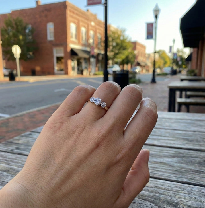 Diamond Floral Cluster Ring | 14K Yellow Gold | Round Brilliant Diamonds | Statement Ring - Brownee Jewelers