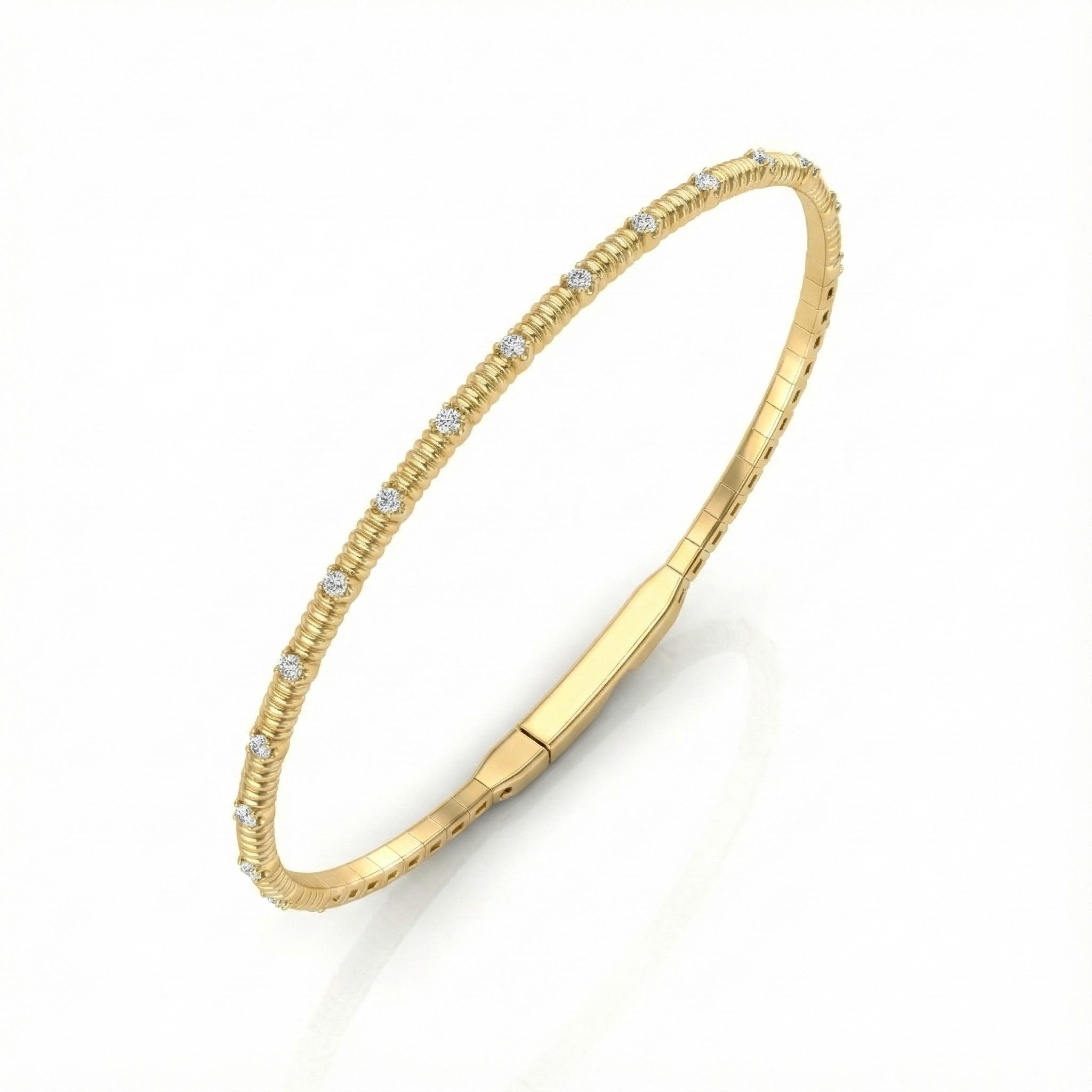 ---14K Yellow Gold Diamond Flex Bangle – .20ct Total Weight