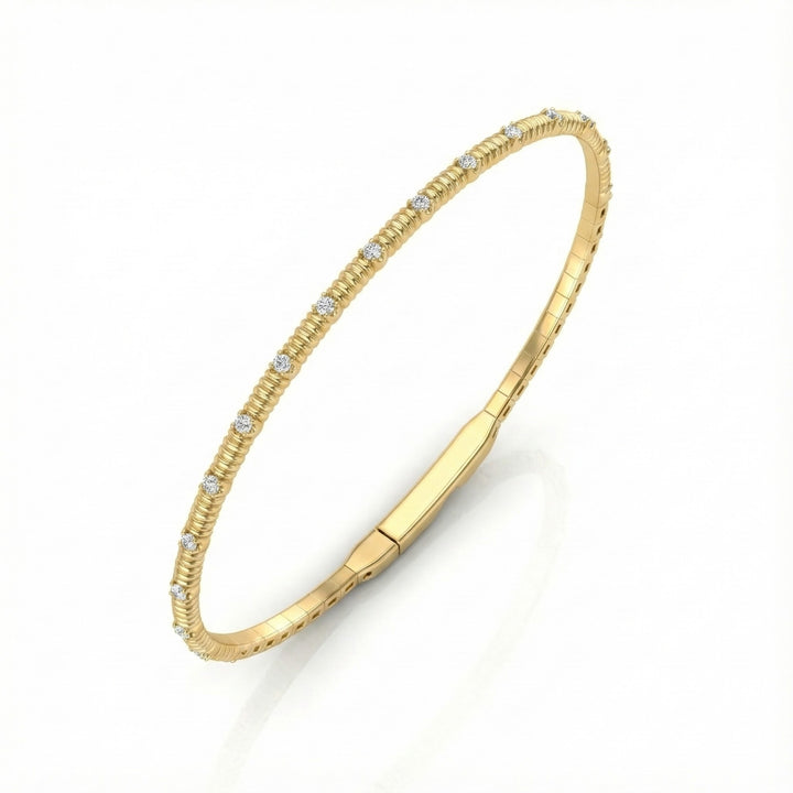 ---14K Yellow Gold Diamond Flex Bangle – .20ct Total Weight