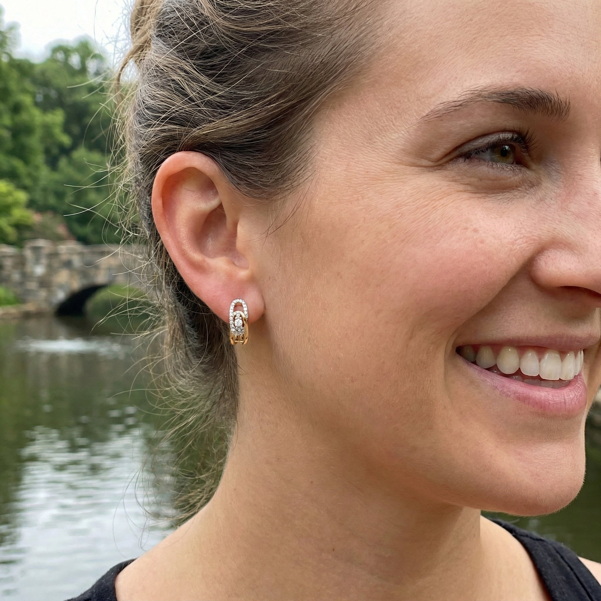 Diamond Huggie Earrings | 14K Yellow Gold | 0.23 ctw | Hinged Hoop Earrings - Brownee Jewelers