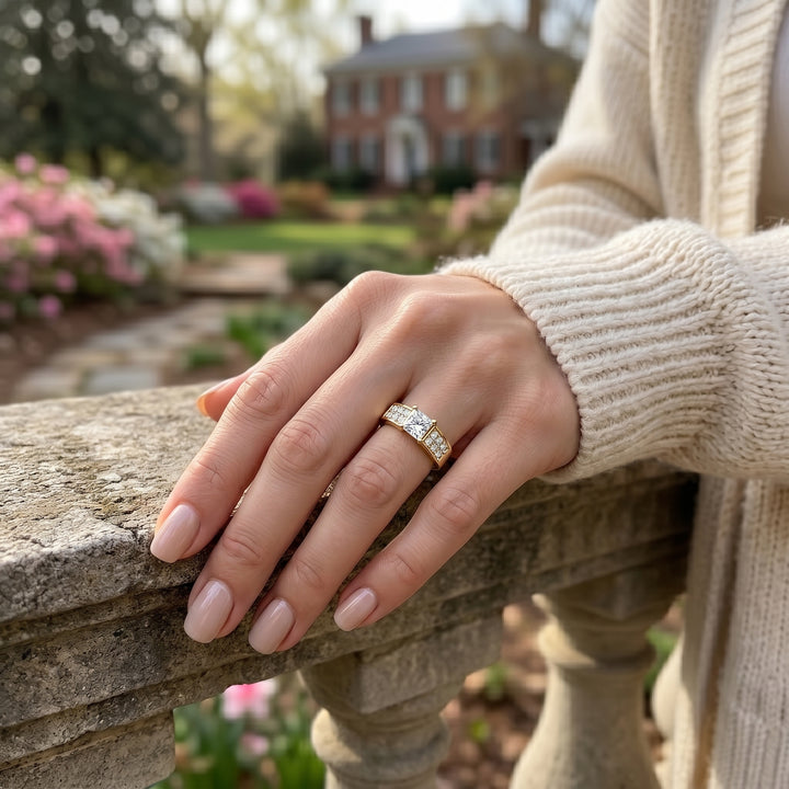 Princess Cut Diamond Ring | 14K Yellow Gold | 0.97 CT Princess Cut Diamond Engagement Ring | Channel-Set Diamond Band - Brownee Jewelers