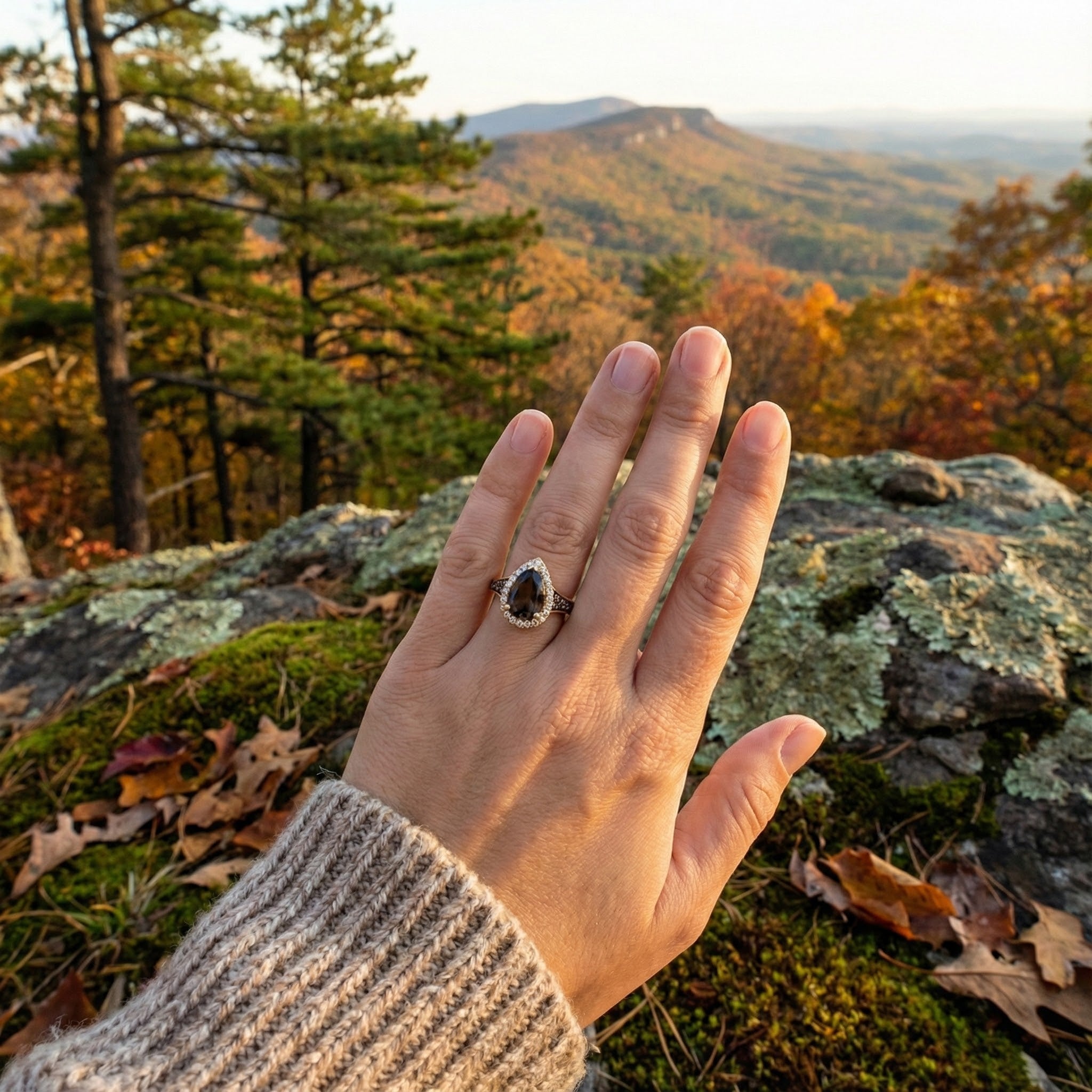 LEVIAN | SMOKY QUARTZ & DIAMOND HALO RING | 14K YELLOW GOLD | TSMS