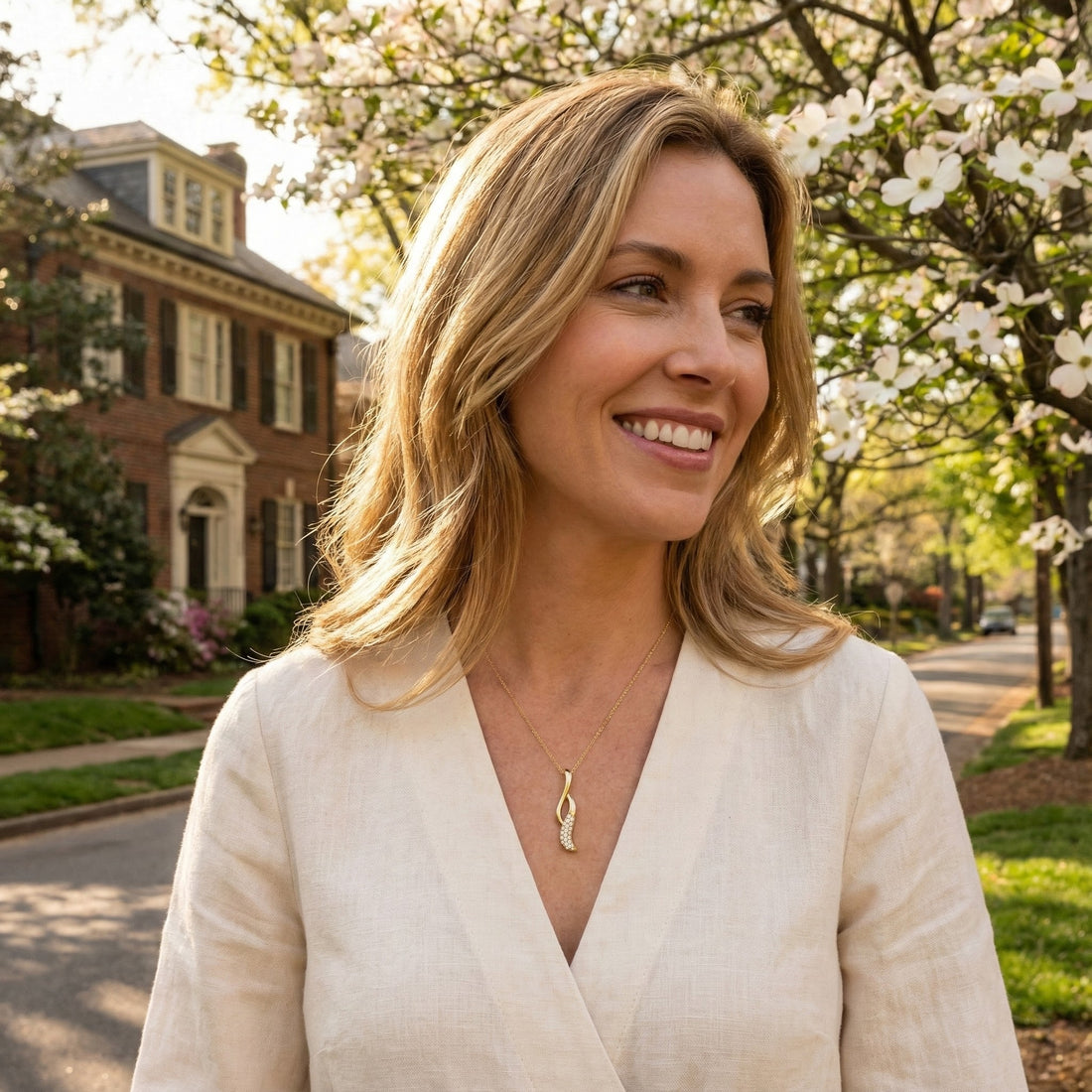 Le Vian® Nude Diamonds™ Pendant in 14K Honey Gold™ – 1/6ct Graceful, modern, and effortlessly elegant — this Le Vian® pendant features 1/6 cts. of sparkling Nude Diamonds™ arranged along a flowing, sculpted design