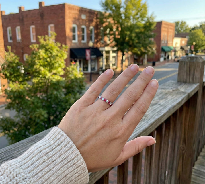 Lafonn January Birthstone Garnet & Lassaire Diamond Half Eternity Band