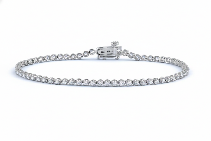 Sterling Silver 1ct Lab-Grown Diamond Tennis Bracelet (68 Stones)