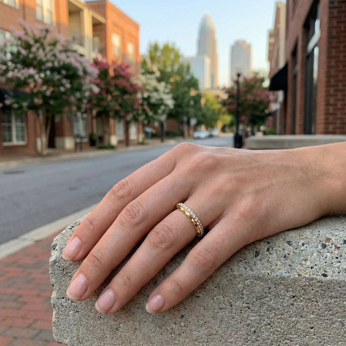 Diamond Ladies Band | 14K Yellow Gold | 0.26 ctw | Faceted Stackable Ring - Brownee Jewelers