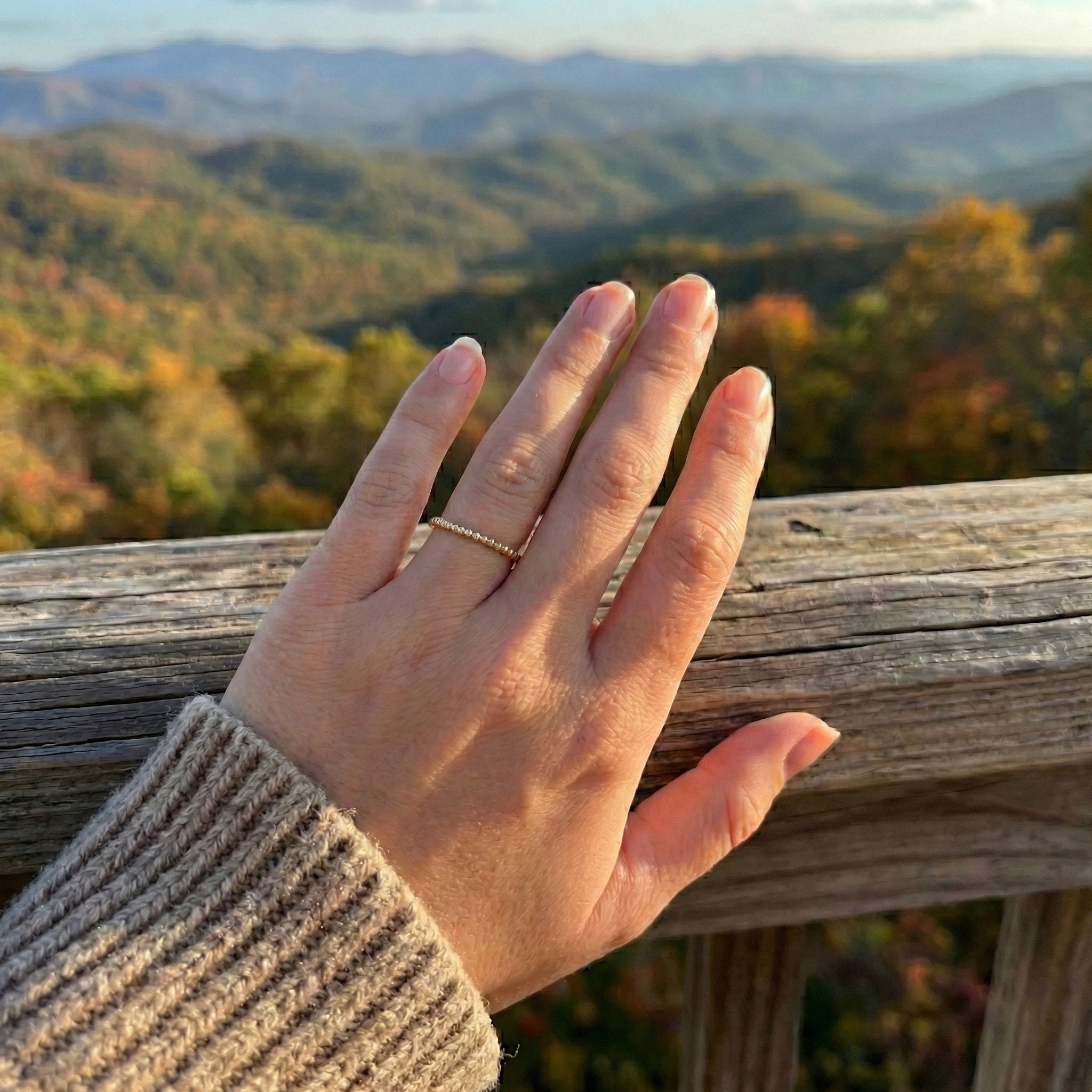 Small Bubble Band Ring | 14K Yellow Gold | Polished Beaded Stackable - Brownee Jewelers