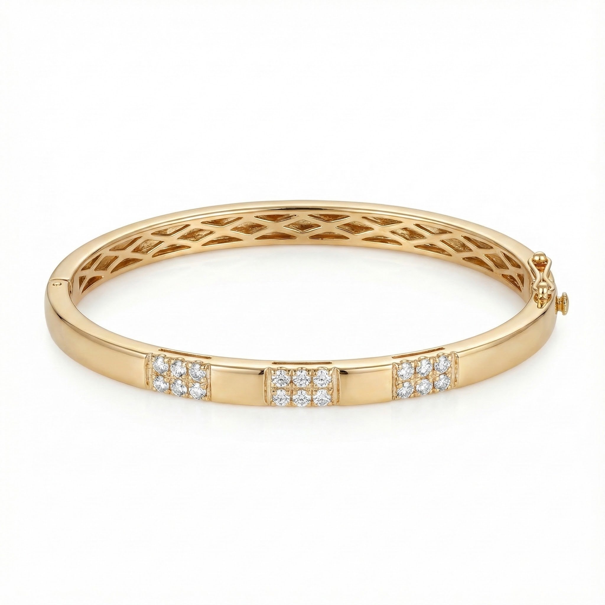 Le Vian® 14K Honey Gold™ Nude Diamond™ Bangle (1/2 ctw) This elegant Le Vian® bangle showcases 1/2 carat of Nude Diamonds™ arranged in three shimmering diamond-accented stations.