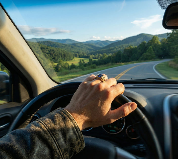10K White Gold Square Blue Sapphire & Diamond Gentlemen’s Ring – Size 10