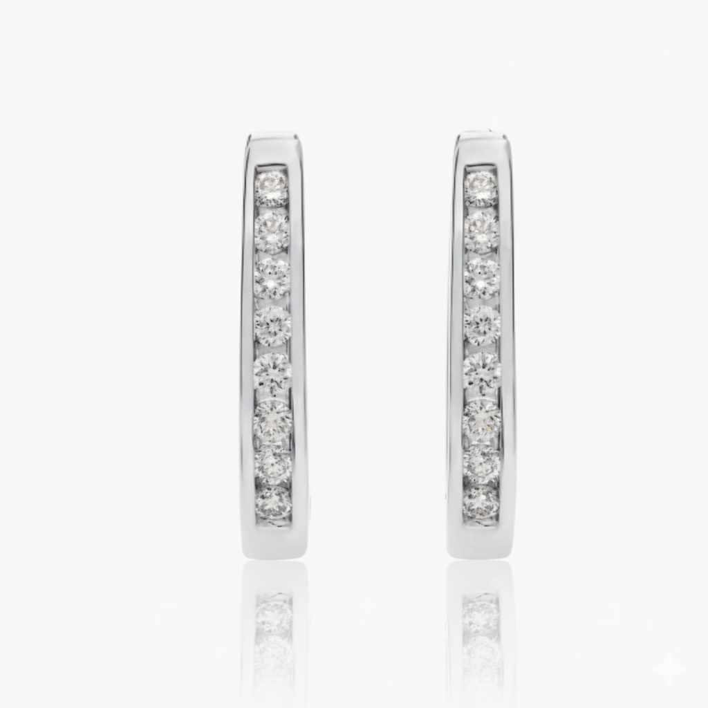 Sterling Silver Lab-Grown Diamond Channel-Set Hoop Earrings
