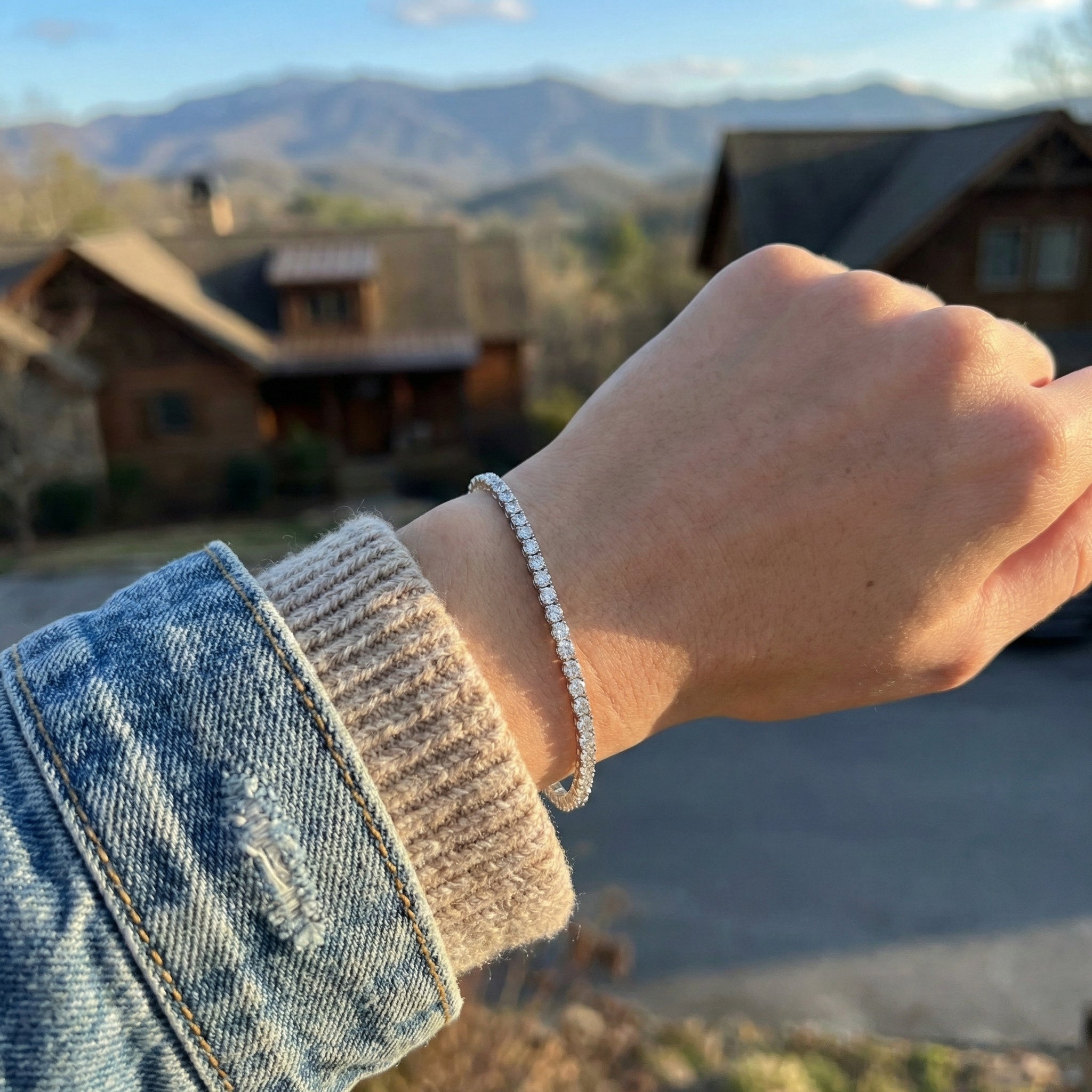 Round CZ Tennis Bracelet | Sterling Silver | 7.25" Classic Line Bracelet - Brownee Jewelers