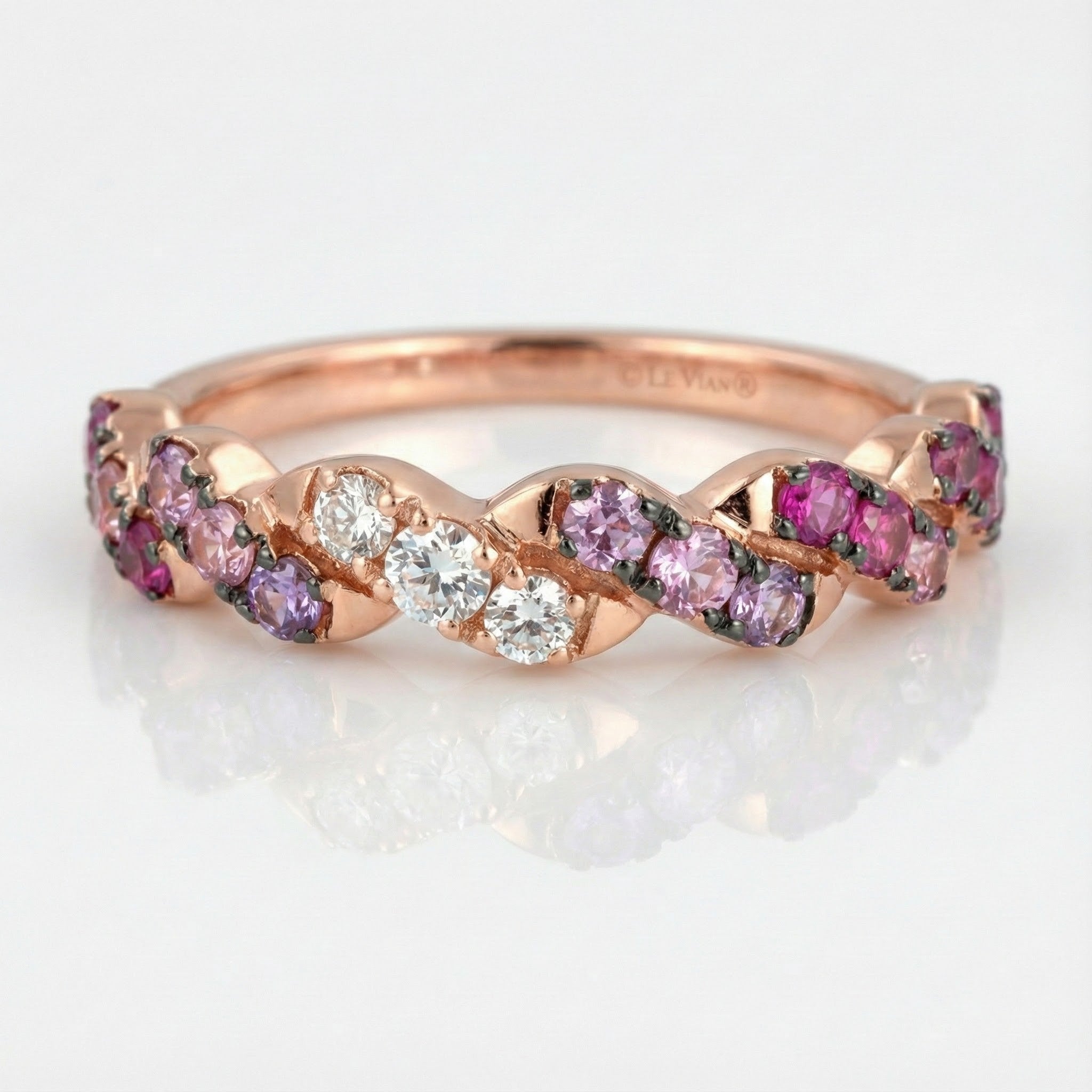 Le Vian Ombre® 14K Strawberry Gold® Ring with Vanilla Sapphire™ & Strawberry Ombré® Sapphires A romantic blend of color and sparkle, this Le Vian Ombre® ring features a graceful braided design set in warm 14K Strawberry Gold®