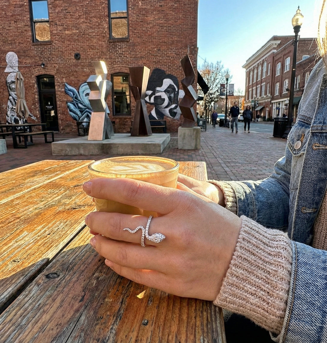 Diamond Snake Ring | 0.62 ctw Round Brilliant | 14K White Gold | Pave Wrap Design