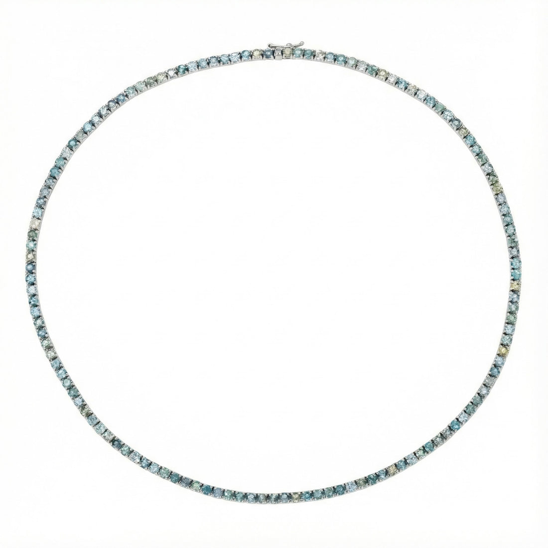 Ombre Sapphire Tennis Necklace | 17.17 ctw Blue & Green Sapphires | 14K White Gold | 18" - Brownee Jewelers