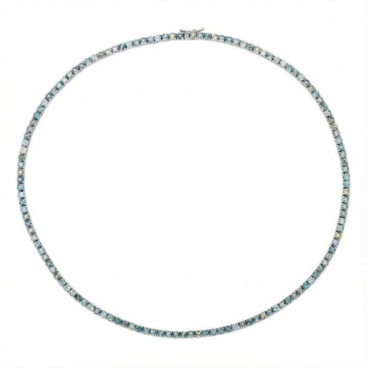 Ombre Sapphire Tennis Necklace | 17.17 ctw Blue & Green Sapphires | 14K White Gold | 18" - Brownee Jewelers
