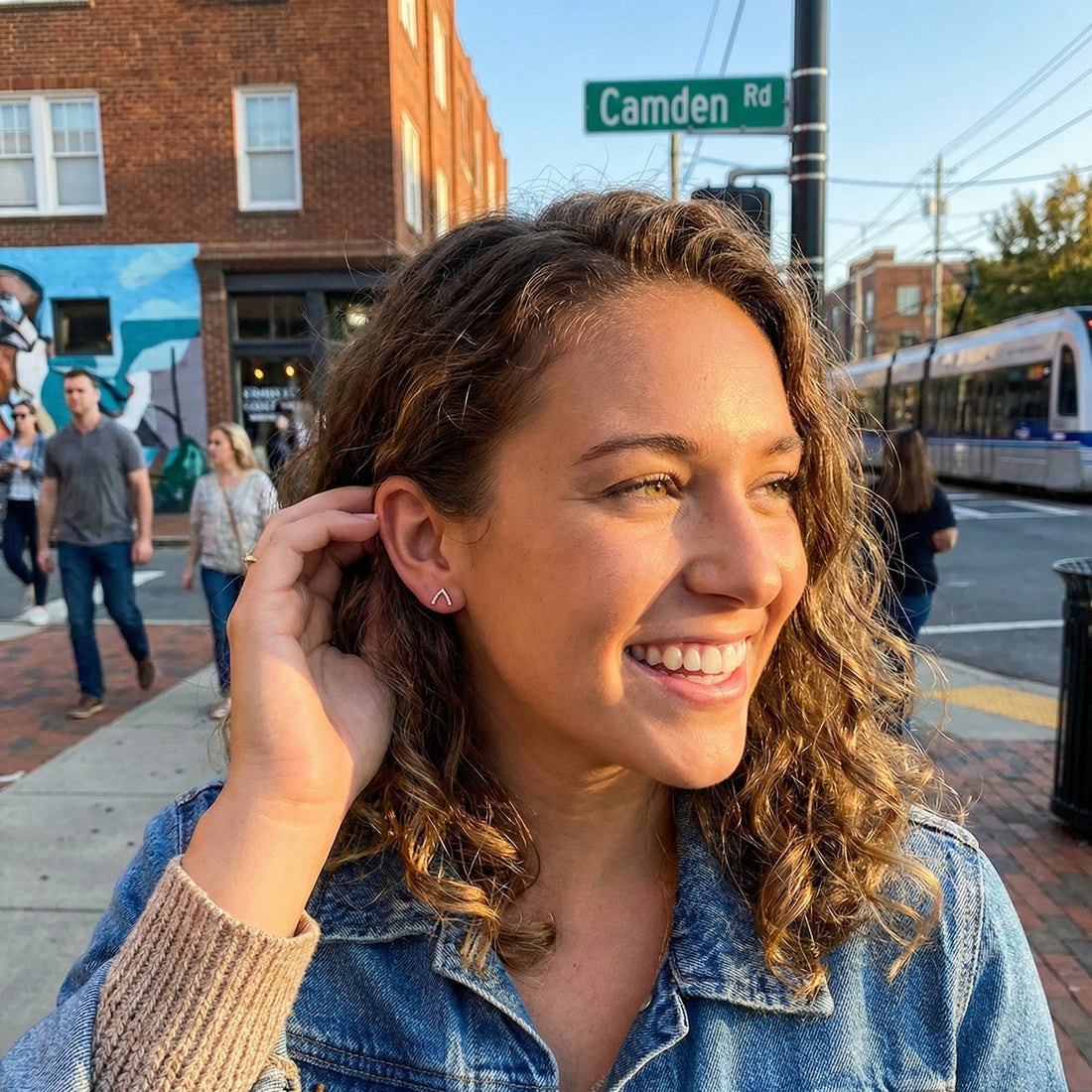 Wishbone Fashion Earrings | Gold Plated / Sterling Silver | Pavé Stud Earrings - Brownee Jewelers