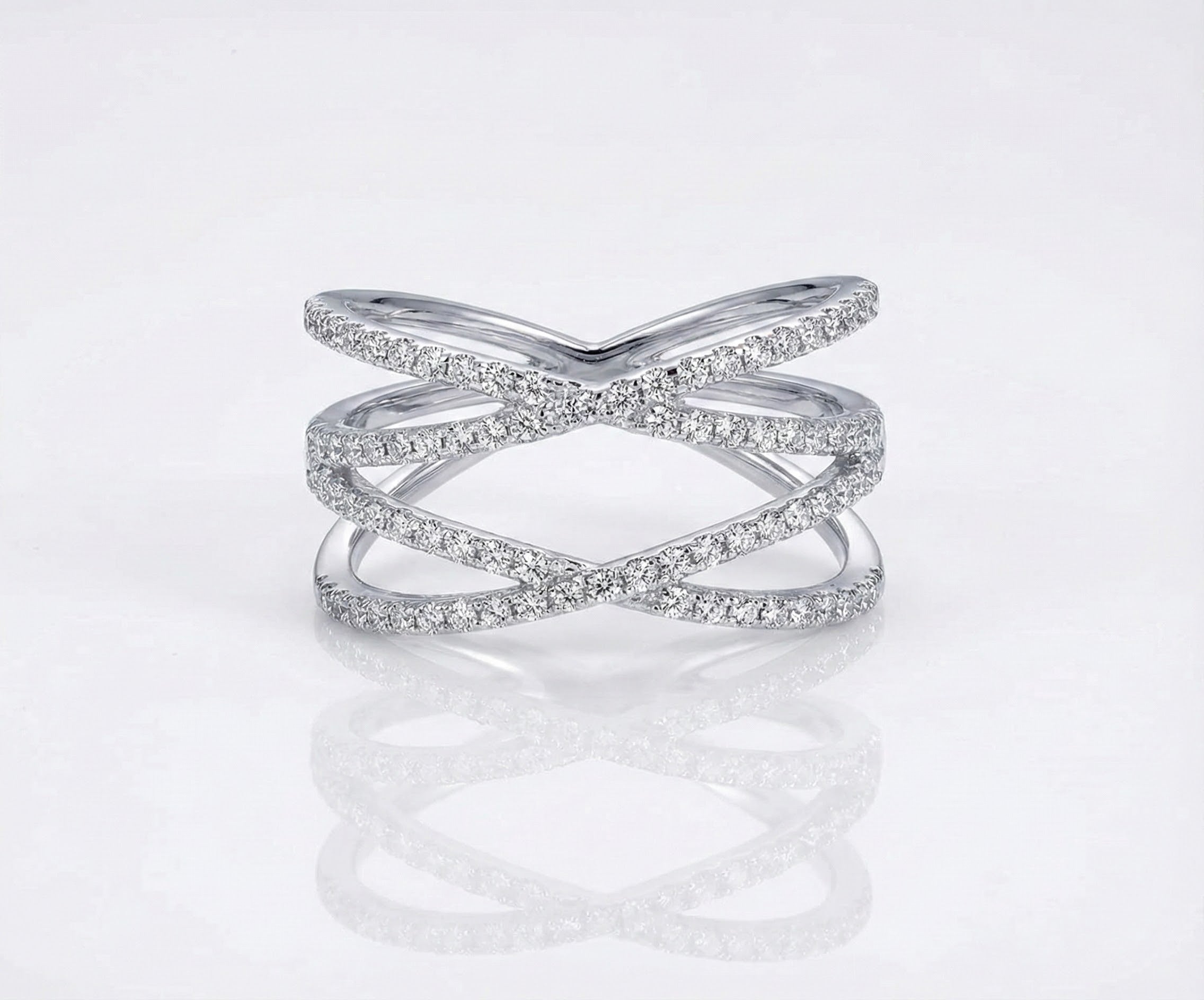 Crisscross Pavé CZ Ring | Sterling Silver | 0.92 ctw - Brownee Jewelers