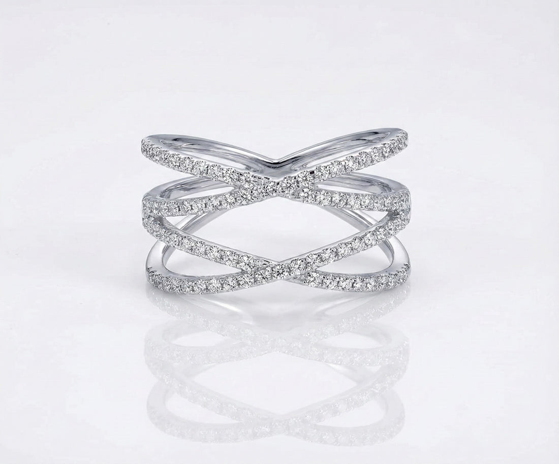 Crisscross Pavé CZ Ring | Sterling Silver | 0.92 ctw - Brownee Jewelers