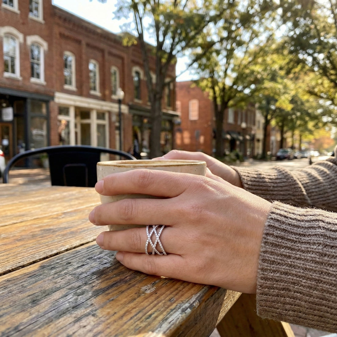 Crisscross Pavé CZ Ring | Sterling Silver | 0.92 ctw - Brownee Jewelers