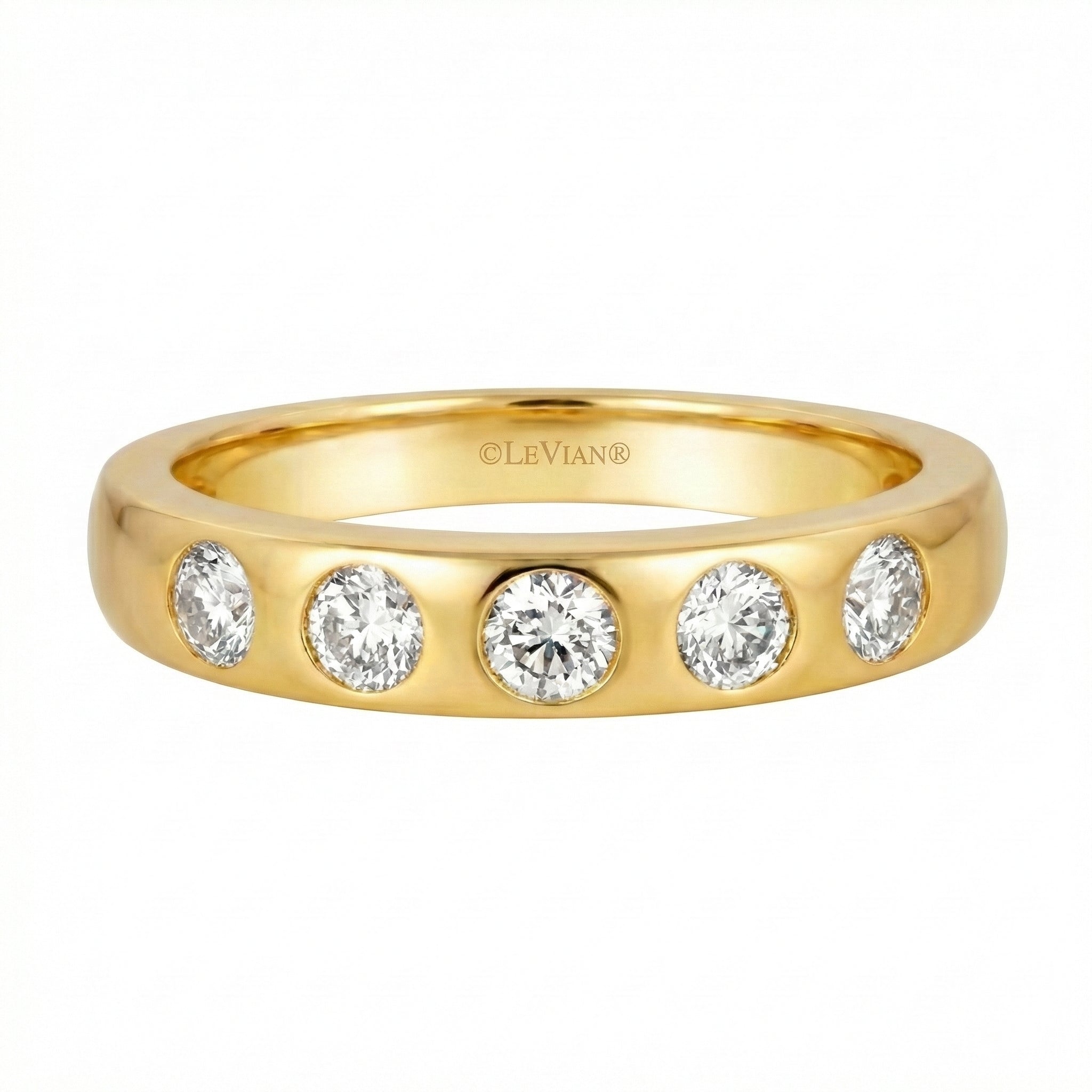 Five-Stone Diamond Band | 14K Yellow Gold | Round Diamonds | Classic Wedding Band - Brownee Jewelers