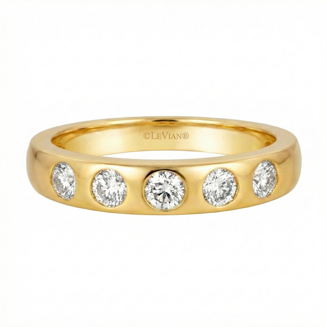 Five-Stone Diamond Band | 14K Yellow Gold | Round Diamonds | Classic Wedding Band - Brownee Jewelers
