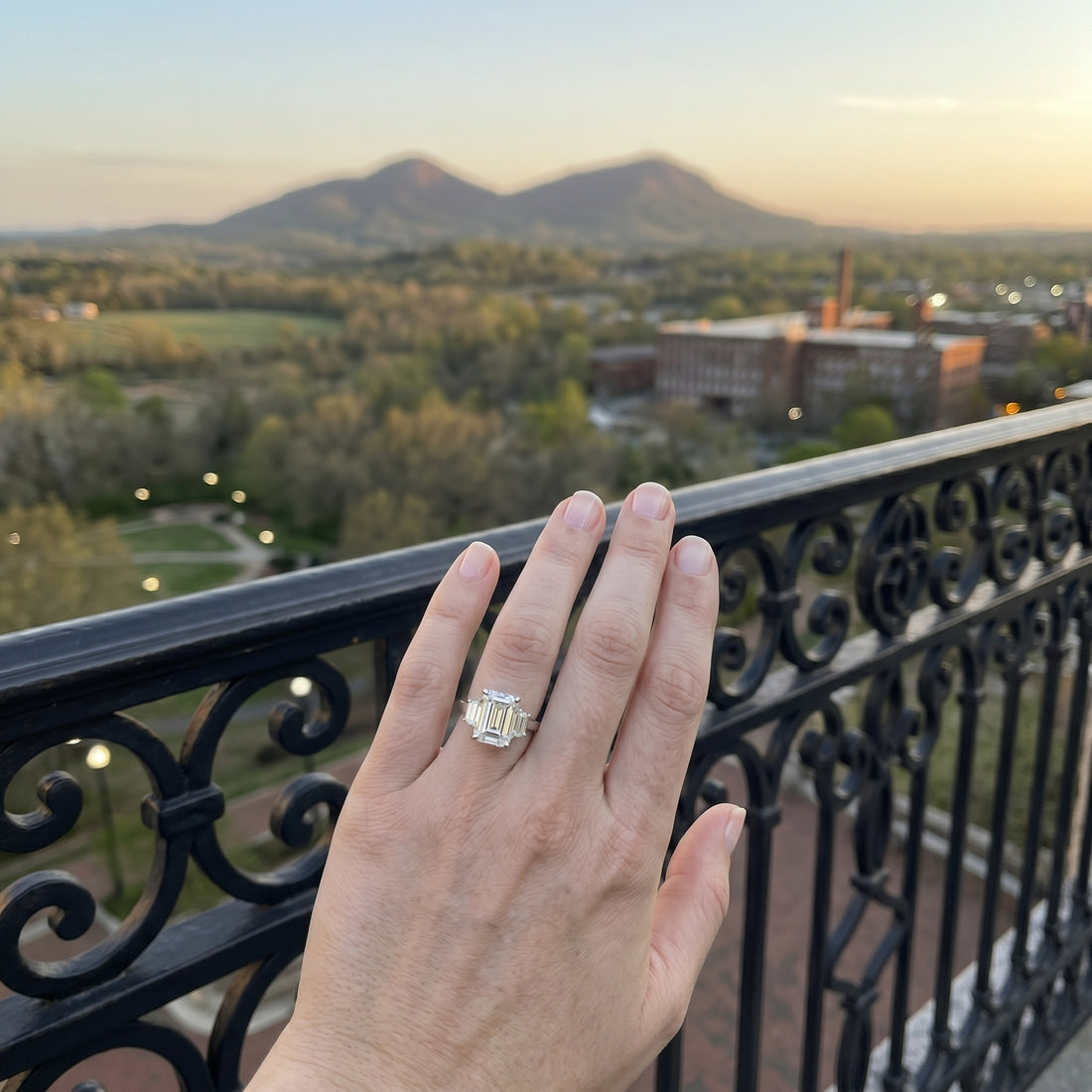 Emerald Cut Three-Stone Lab-Grown Diamond Engagement Ring