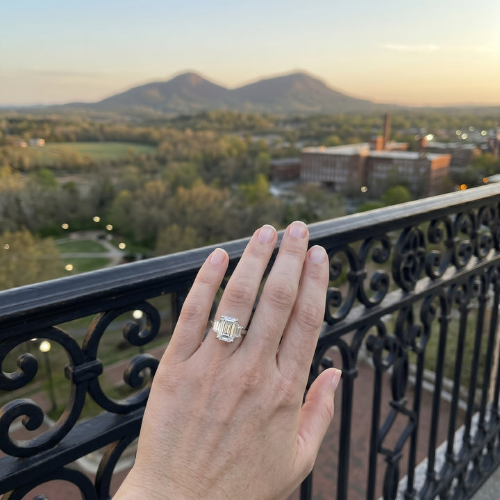 Emerald Cut Three-Stone Lab-Grown Diamond Engagement Ring | 14K White Gold | 3.75 CTW VS EF Lab Diamonds | LGR46803-ED - Brownee Jewelers