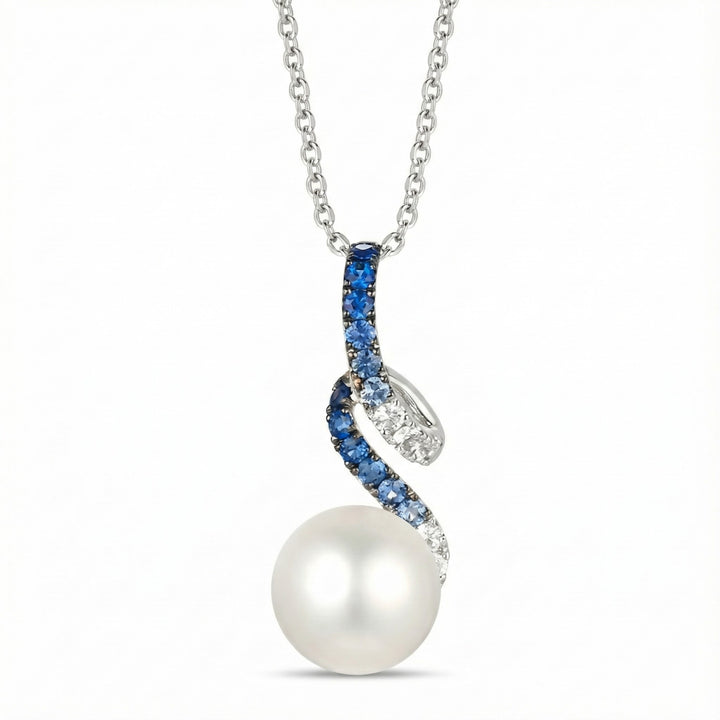 Le Vian Ombre® 14K Vanilla Gold® Pendant with Denim Ombré® Sapphire, Vanilla Sapphire™ & Vanilla Pearl™ Graceful movement and luminous color define this stunning Le Vian Ombre® pendant