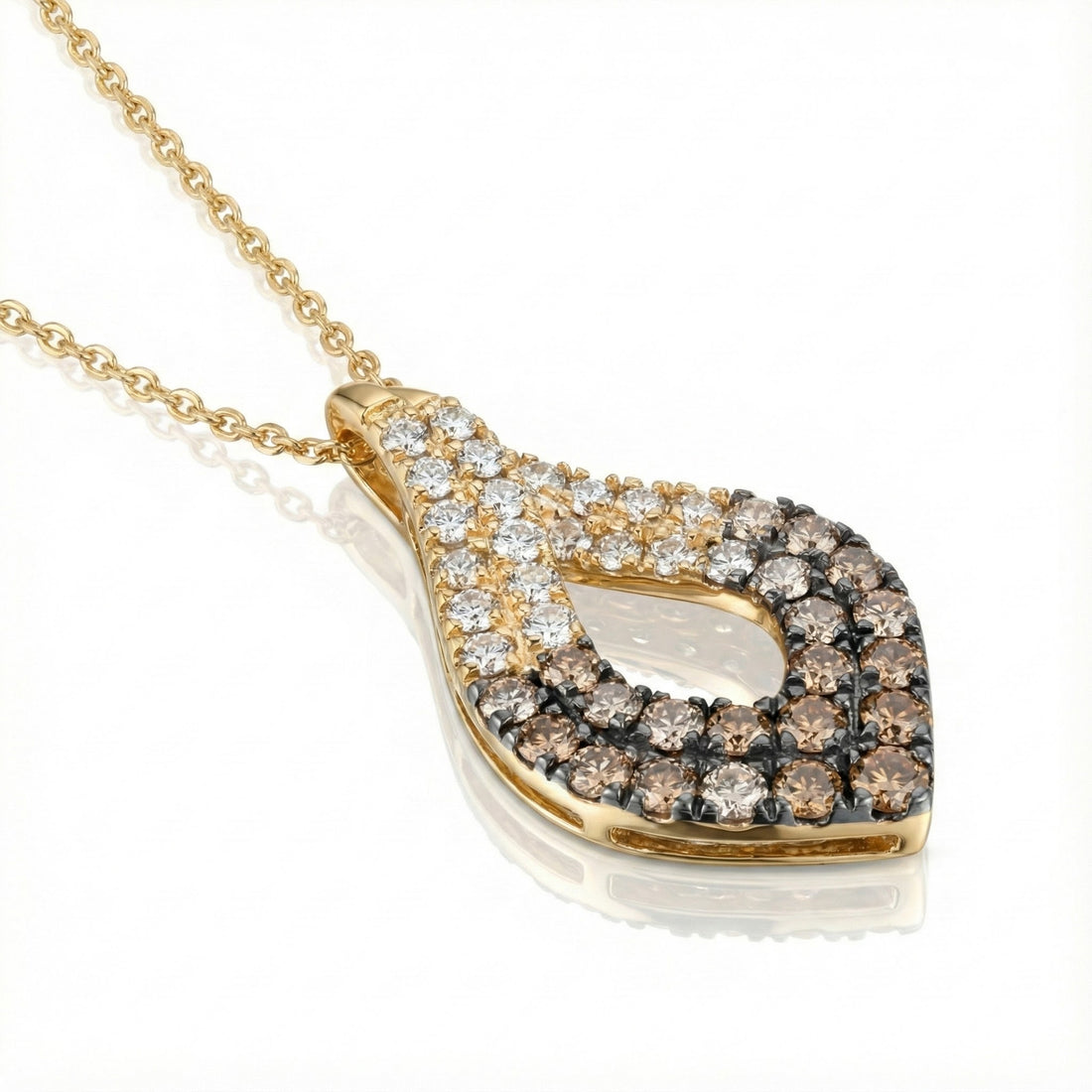Diamond Ombré Teardrop Pendant | 14K Yellow Gold | 1.01 ctw White & Chocolate Diamonds® - Brownee Jewelers