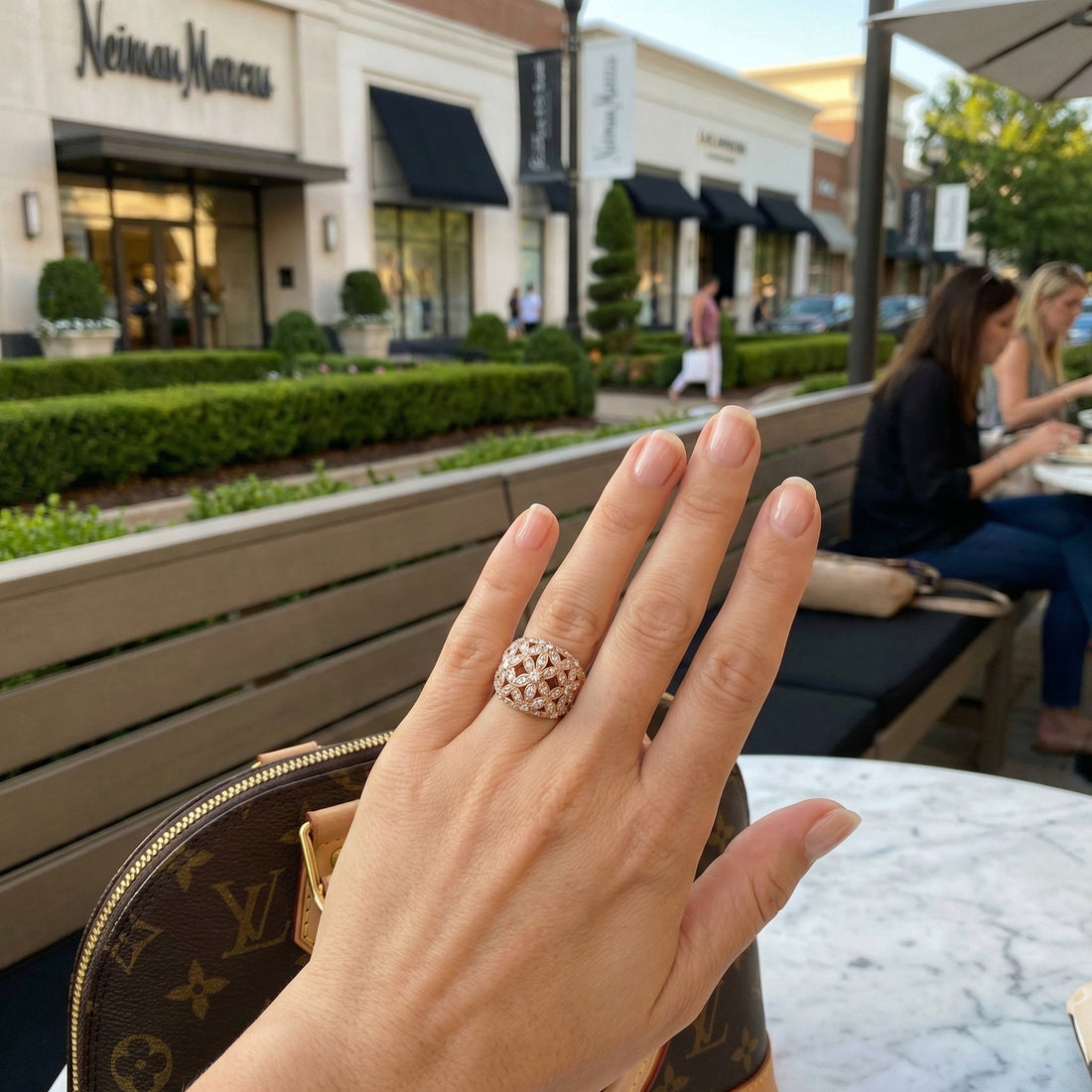 1.00 ctw Diamond Floral Statement Ring | Round Diamonds | 18K Rose Gold - Brownee Jewelers
