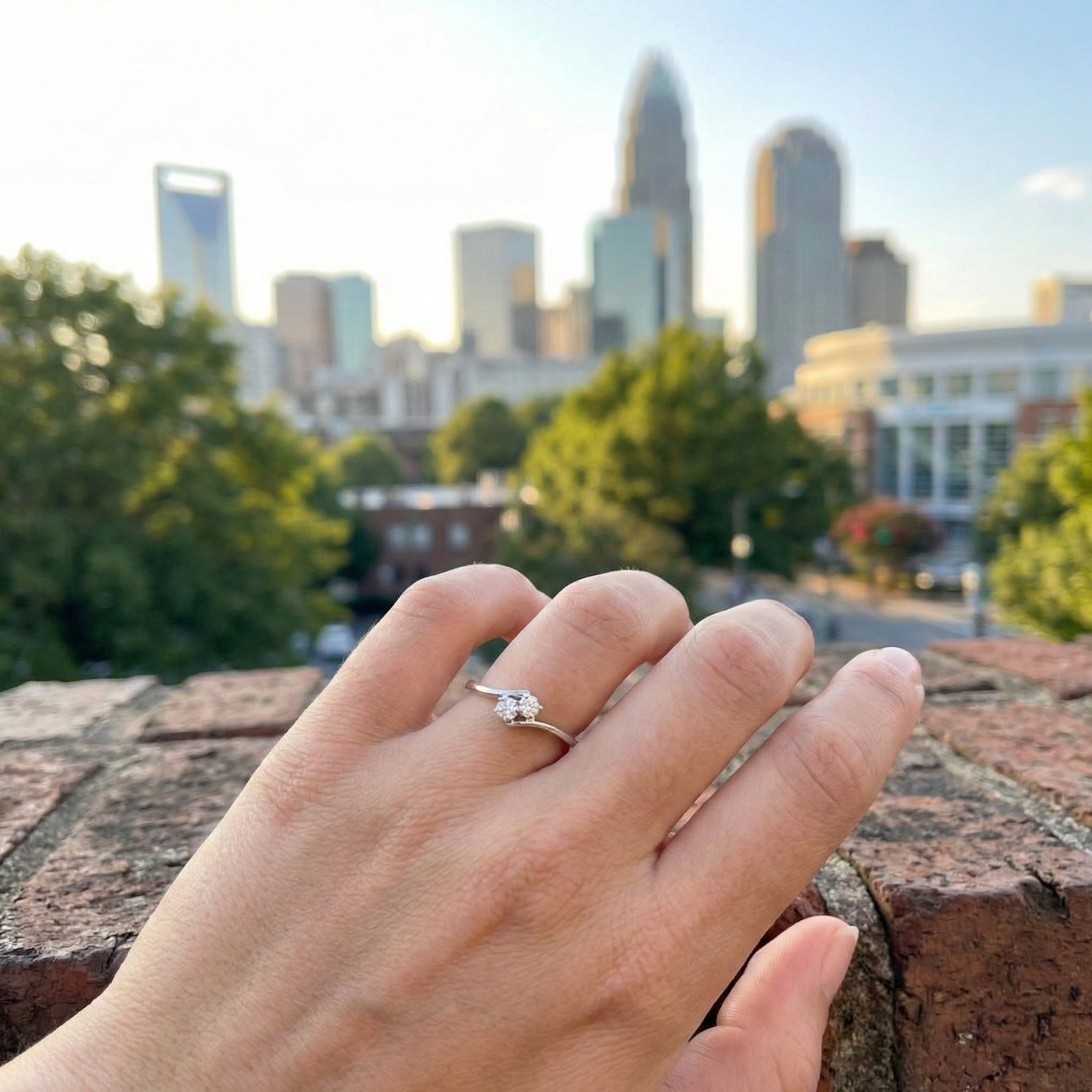 Two-Stone Diamond Ring | 0.10 ctw | 14K White Gold | Bypass Style - Brownee Jewelers