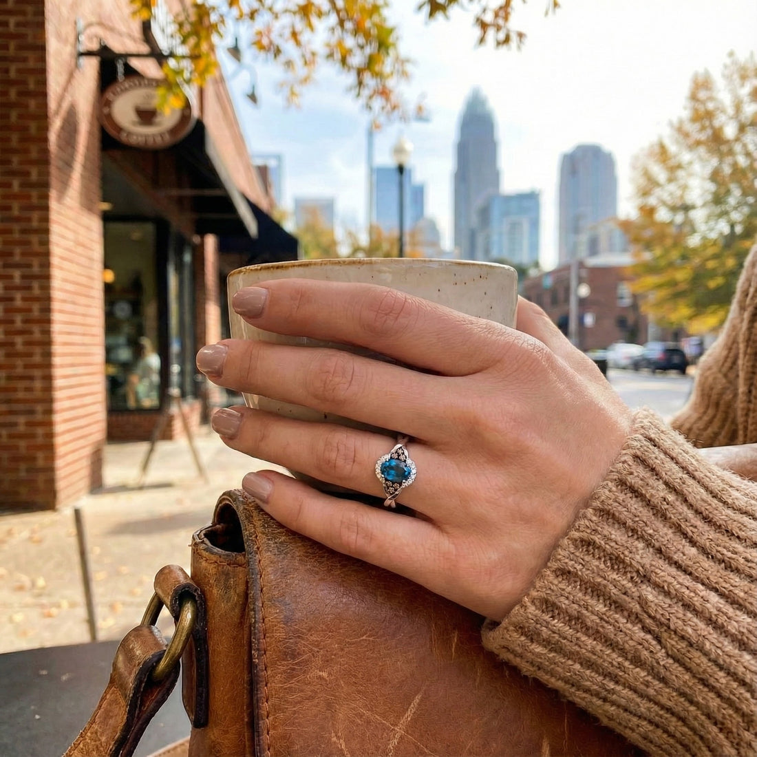 Le Vian® Chocolatier® Royal Blues Ring – 14K Two-Tone Gold Indulge in signature luxury with this stunning Le Vian Chocolatier® Royal Blues ring, showcasing a vivid oval blue topaz framed by rich Chocolate Diamonds®