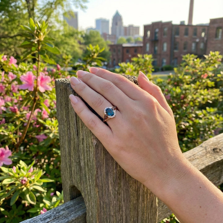 Le Vian Chocolatier® 14K Strawberry Gold® Ring with Deep Sea Blue Topaz™, Chocolate Diamonds® & Vanilla Diamonds® Vivid color and rich contrast define this stunning Le Vian Chocolatier® ring