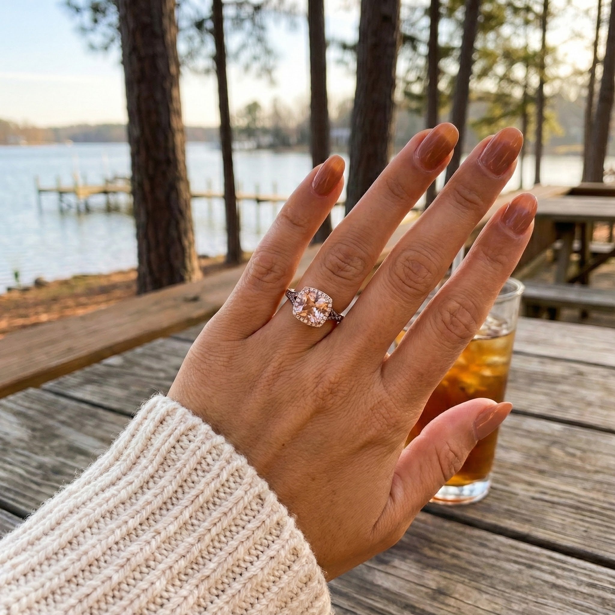 Le Vian Chocolatier® 14K Strawberry Gold® Ring with Peach Morganite™, Chocolate Diamonds® & Vanilla Diamonds® Soft blush color meets rich Le Vian® contrast in this captivating Chocolatier® ring