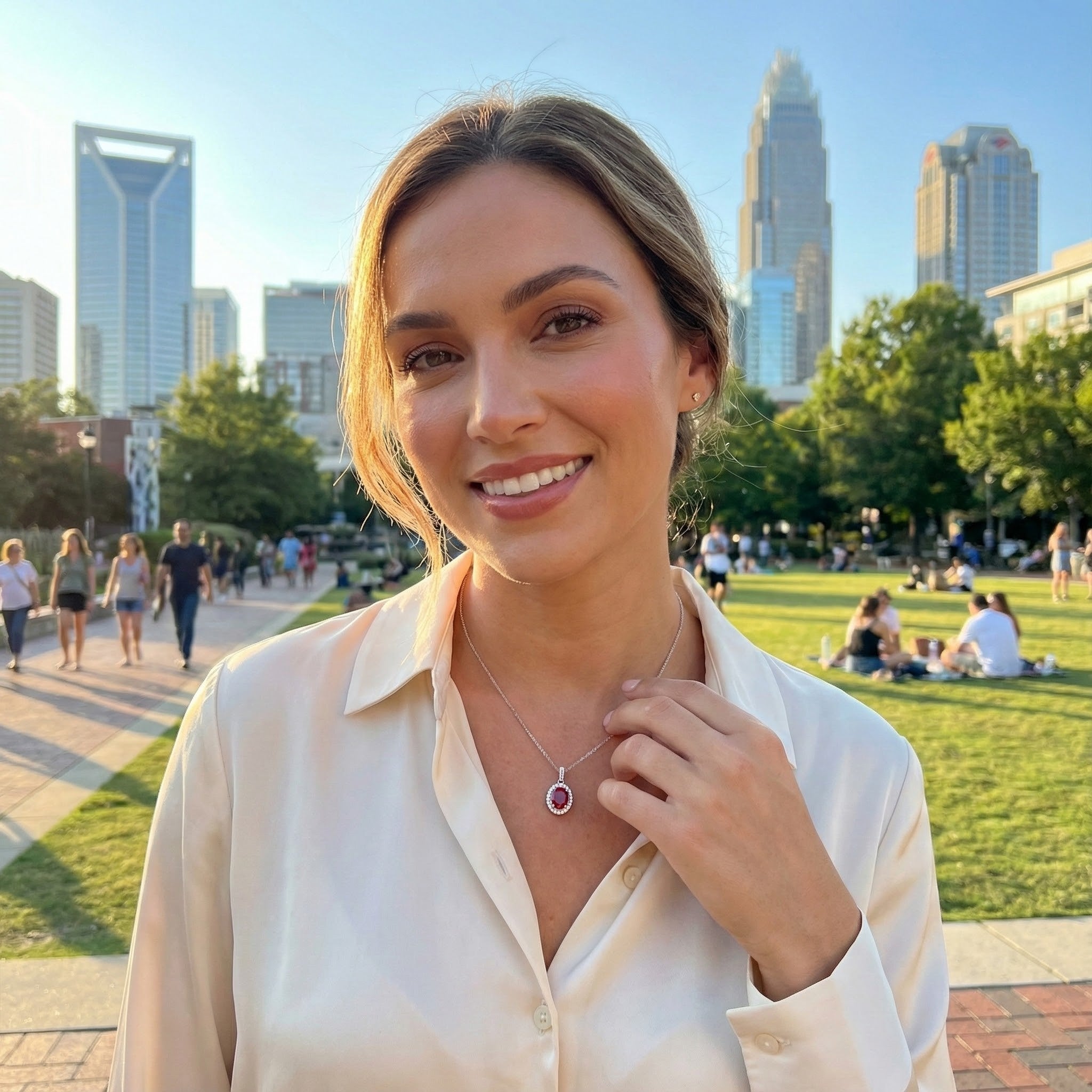 Le Vian® Passion Ruby® & Vanilla Diamonds® Pendant – 14K Vanilla Gold® Romantic and radiant, this elegant pendant by Le Vian features a vivid oval Passion Ruby® framed by a shimmering halo of Vanilla Diamonds®