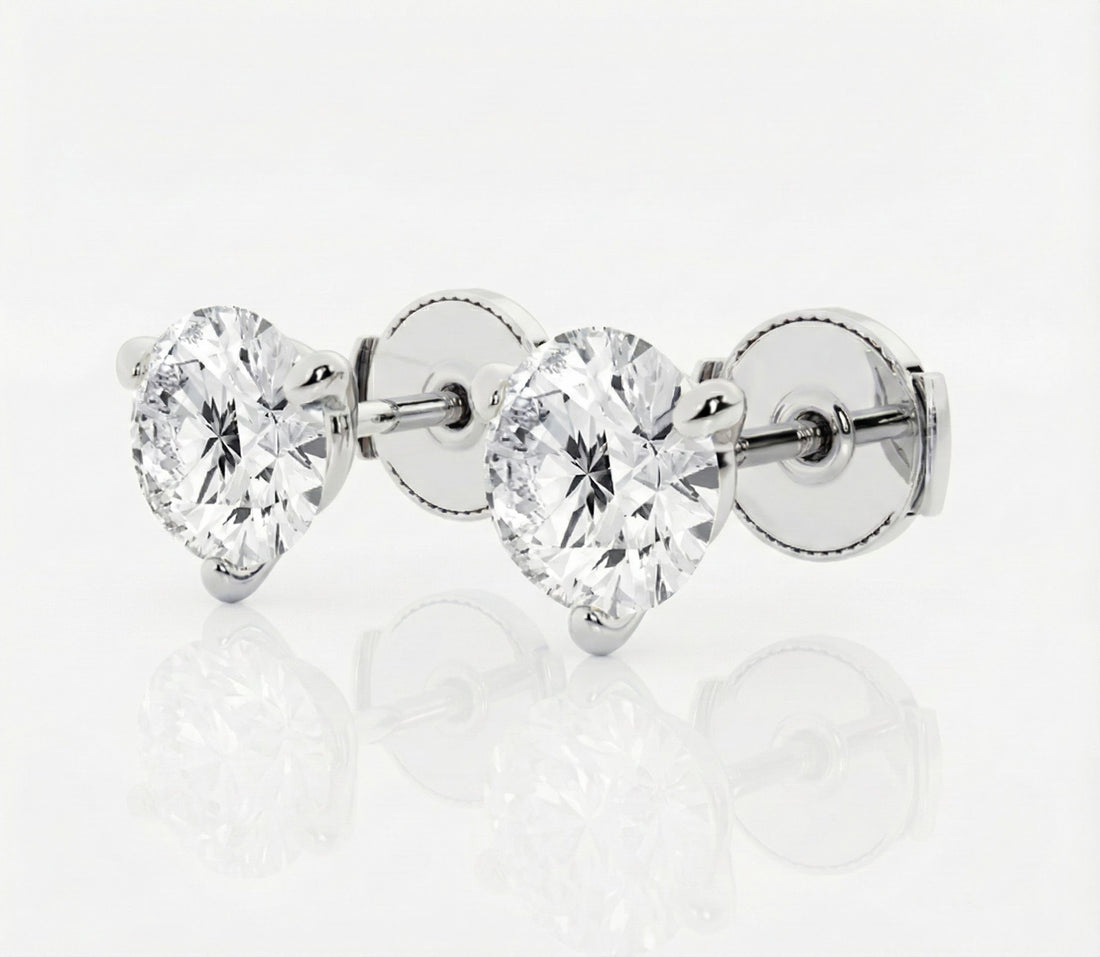 14K White Gold 1.50ctw Lab-Grown Diamond Stud Earrings (3-Prong Martini)